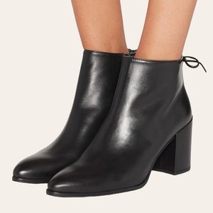 Stuart Weitzman Boots Lofty Black Leather Ankle Booties Block Heel Shoes Size 6